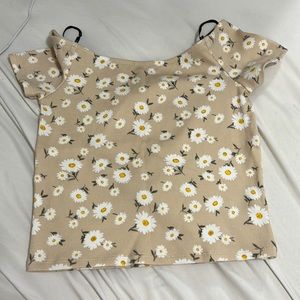 Forever 21 Beige Daisy Crop top